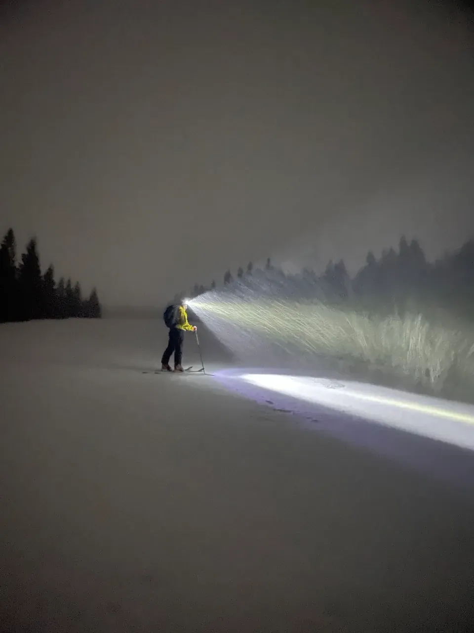 Ski touring at night