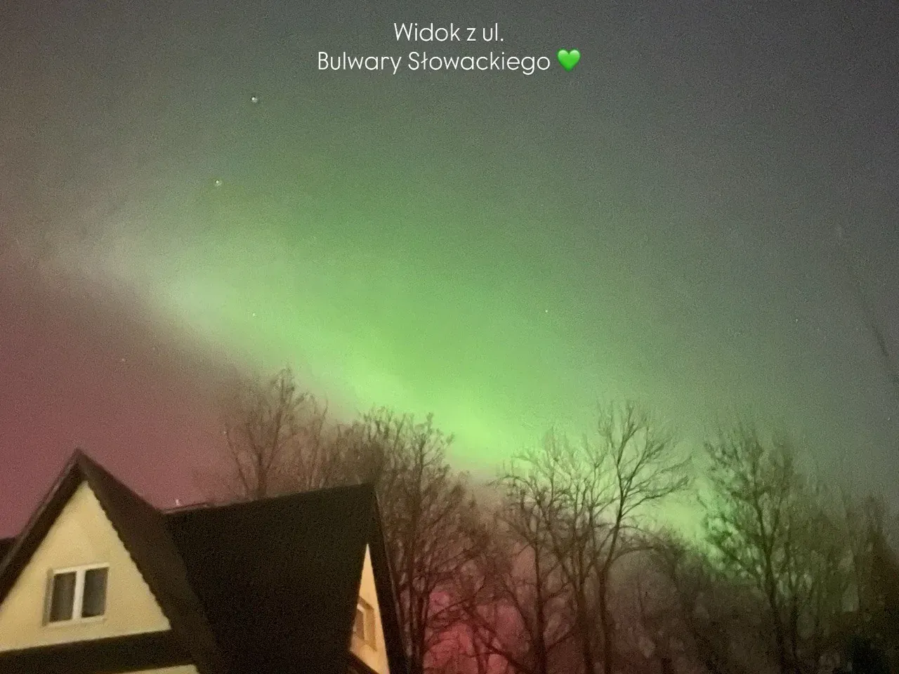 Green aurora over Zakopane